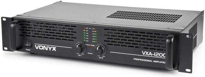 Vonyx VXA-1200 Pa Endstufe Hifi 1200 Watt Pa Verstärker mit Brückenschaltung, 2x600W Stereo Amplifie