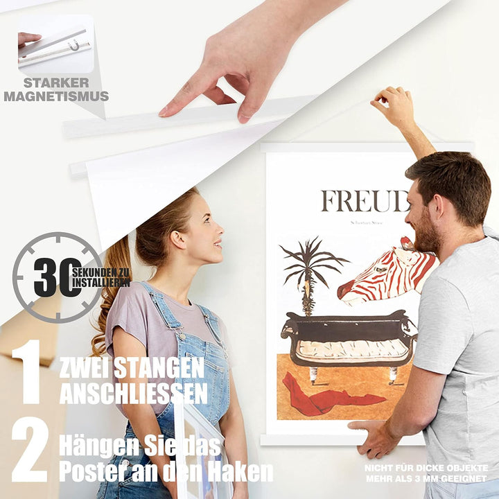 A0 Posterleiste Posterschiene Posterleisten 91CM, Magnet Magnetische Holz Poster Aufhänger Halter Ra