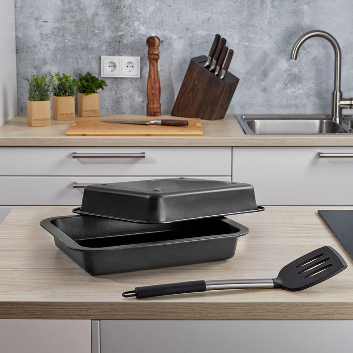 Grizzly 2x Auflaufform, Grösse klein, antihaftbeschichtet, mit Griffrand, auch als Lasagneform, Brät