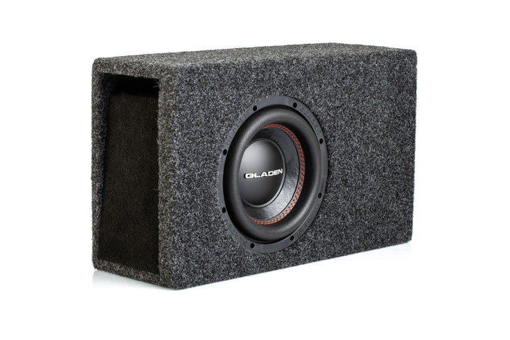 Gladen RSX08 Slim-VB-CU-AV | 20cm Bassreflex Downfire Aktiv-Subwoofer