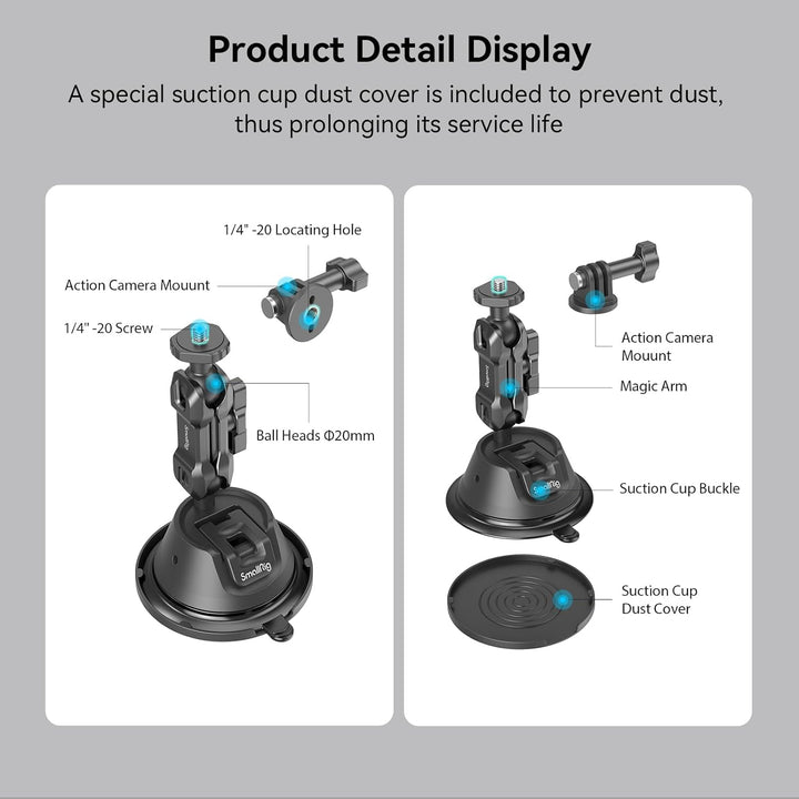 SMALLRIG Suction Cup Mount Doppelschicht-Saugnapfhalterung für GoPro Hero 12/11/10/9, für DJI Osmo A