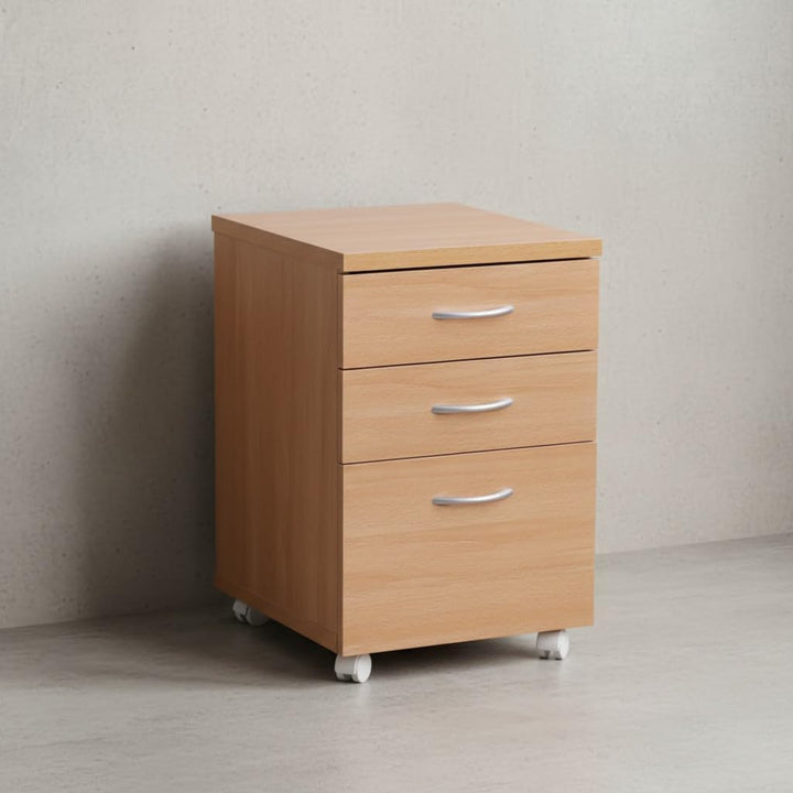 Rollcontainer Ottawa 40 x 60 x 45 cm Unterschrank mit Rollen Buche | Rollwagen mit Schubladen | Roll
