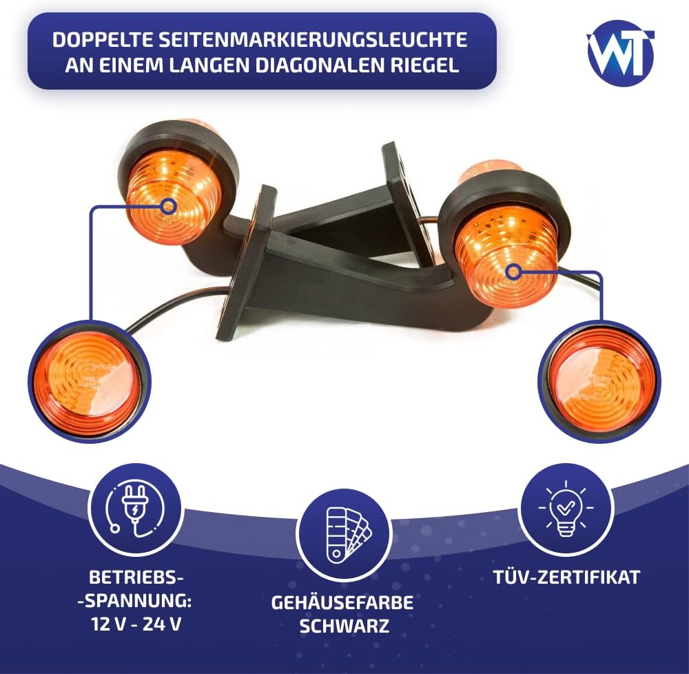 Web Truck 2 x LED Gummi Begrenzungsleuchte Seitenleuchte 12V 24V mit Old School Style Positionsleuch