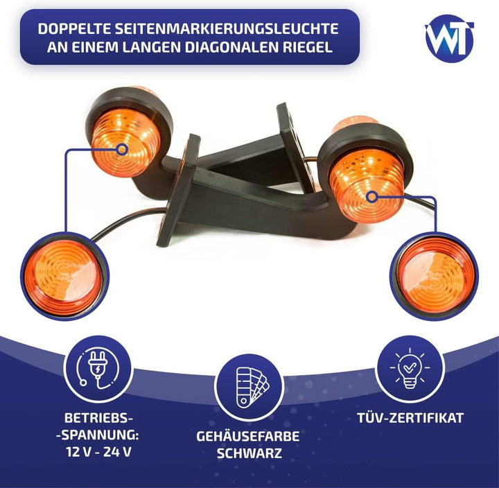 Web Truck 2 x LED Gummi Begrenzungsleuchte Seitenleuchte 12V 24V mit Old School Style Positionsleuch