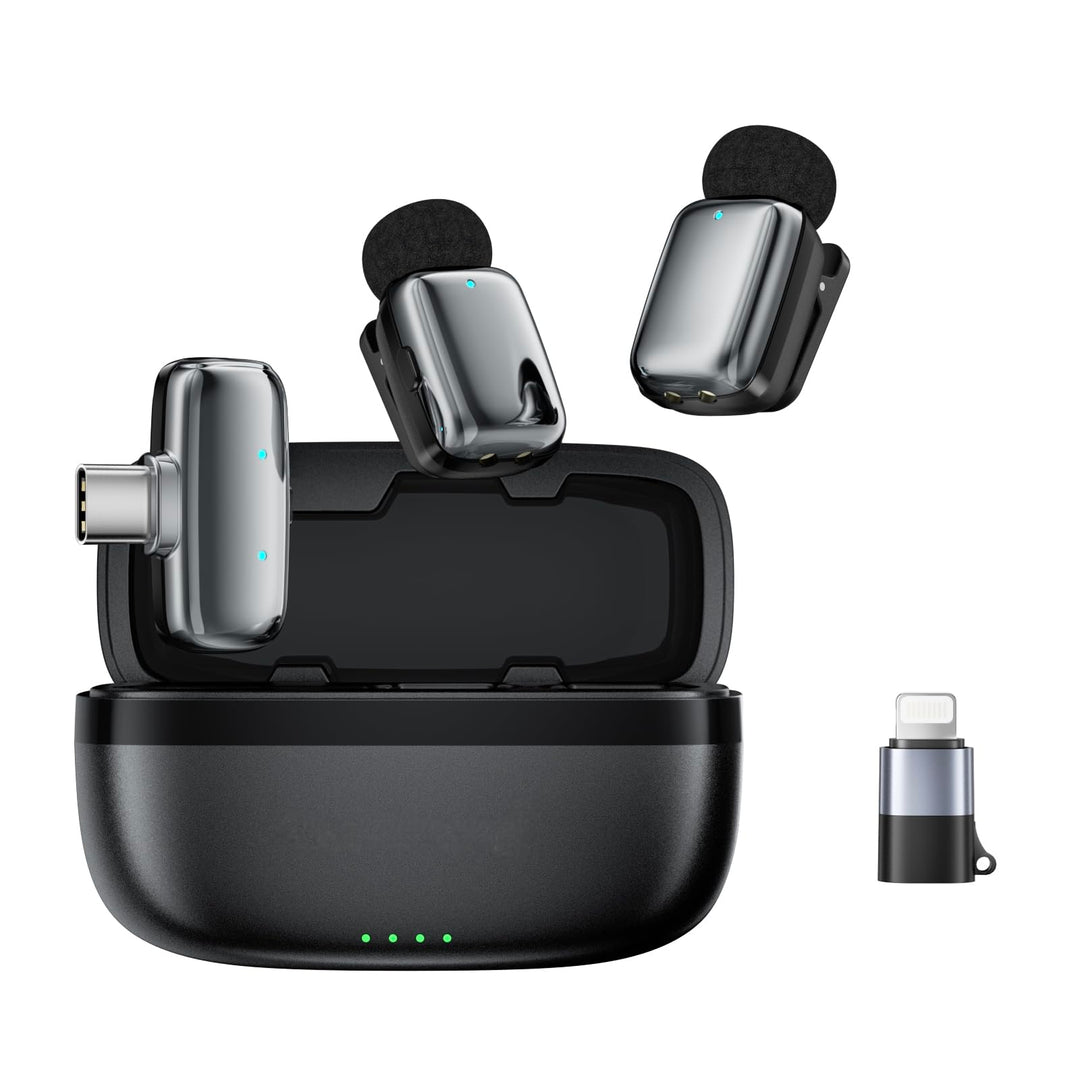 Kabelloses Mini-Mikrofon für Phone/Android/Pad 2er-Pack, Lavalier Ansteckmikrofon mit Lightning, USB