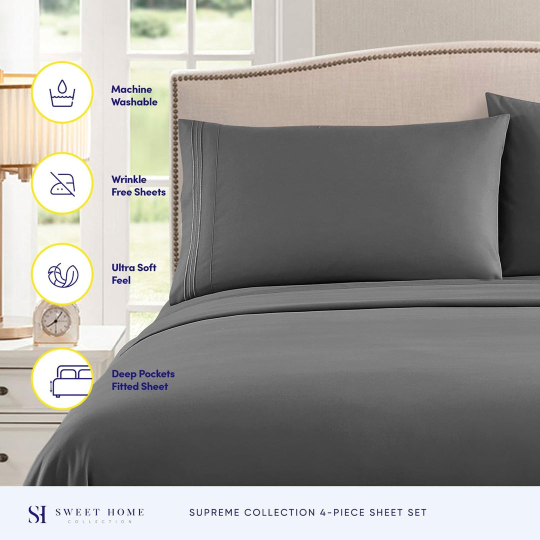 Sweet Home Collection, Fadenzahl 2052, weiche ägyptische Qualität, gebürstete Mikrofaser Laken – Lux