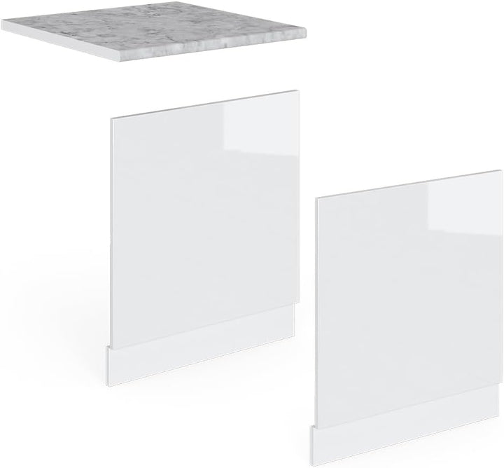 Vicco Frontblende R-Line, Weiss Hochglanz/Weiss, 60 cm ohne Arbeitsplatte Weiss Hochglanz Geschirrsp