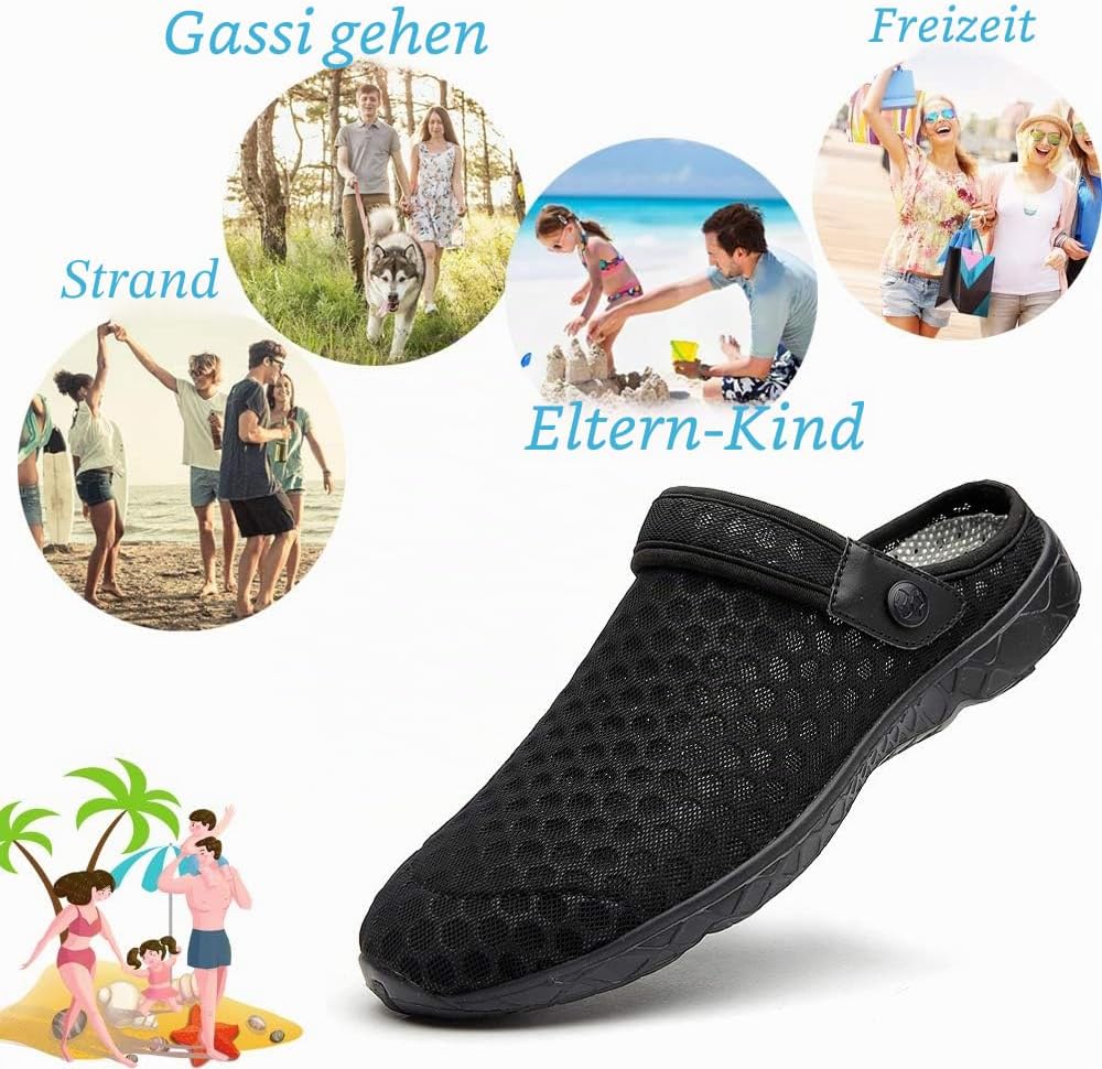 Unisex Clogs Hausschuhe Atmungsaktiv Mesh Pantoletten Sommer Beach Freizeit Schuhe rutschfest Weiche