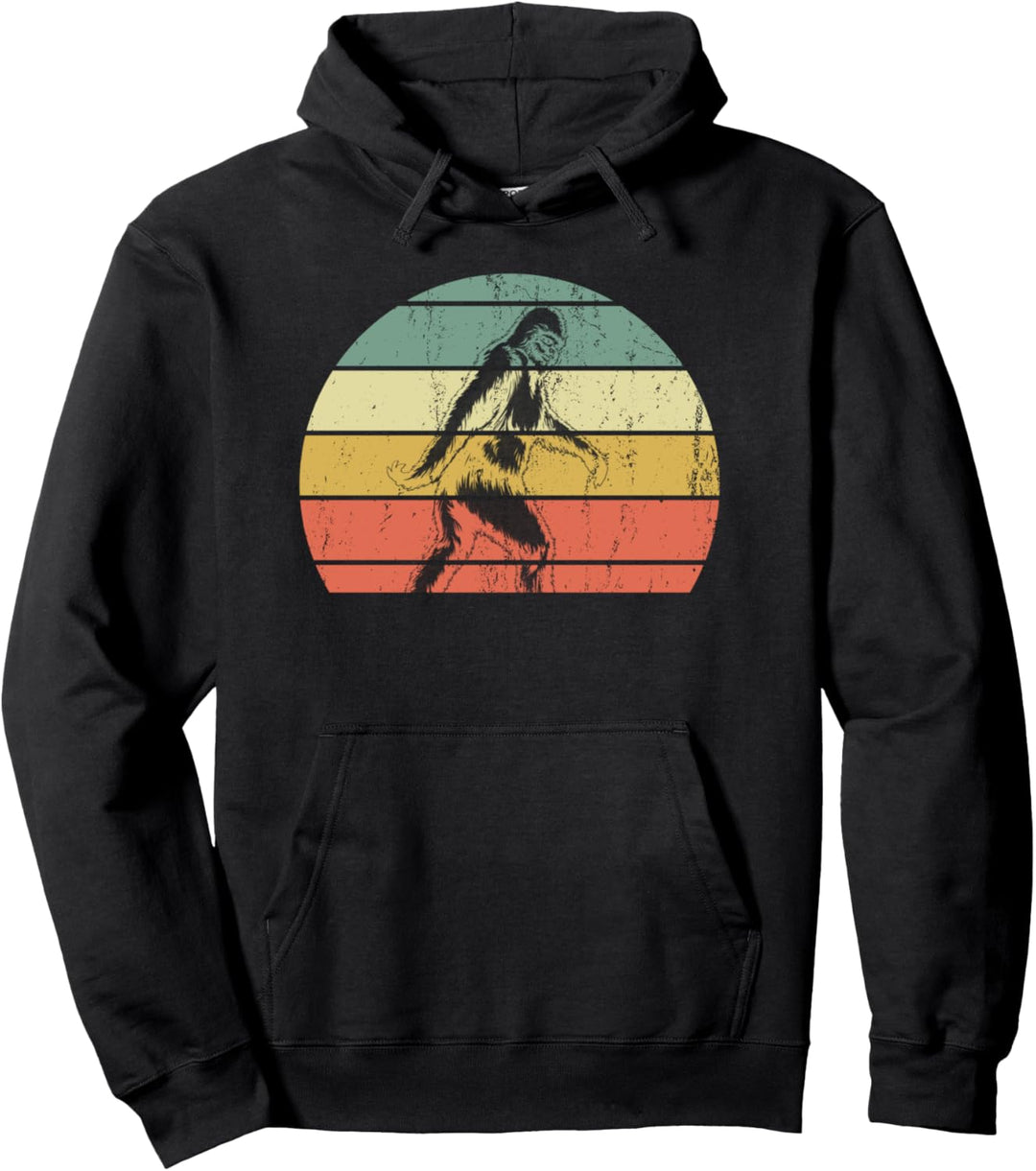 Funny Retro Sunset Vintage Bigfoot Sasquatch Pullover Hoodie