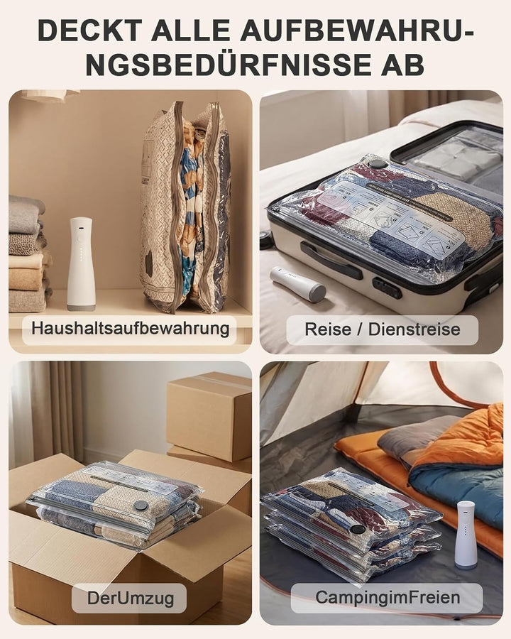 Anpro Vakuumbeutel für kleidung mit Kabellose Vakuumpumpe, 15 Stück Vakuumierbeutel Wasserdichte Wie