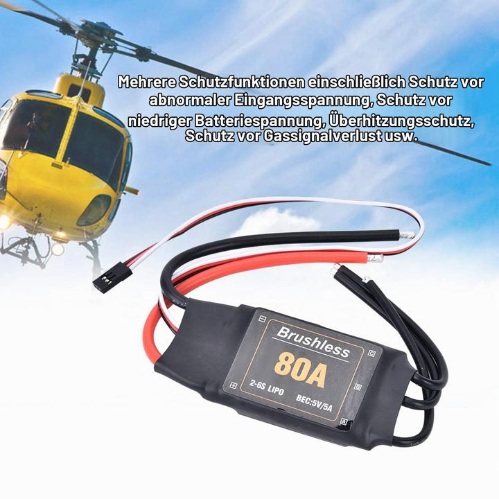 RC ESC, 80A Brushless ESC Elektronischer Drehzahlregler Batterie Niederspannungsschutz 2-6S