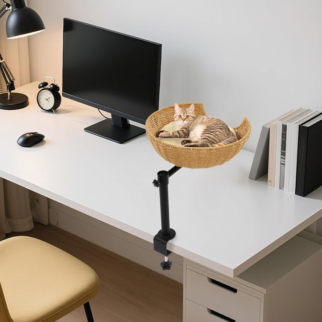 Hängebett für Katzen, Katzenbett Schreibtisch, Katzenplattform mit 360° Drehung &amp; Höhenverstellbar,