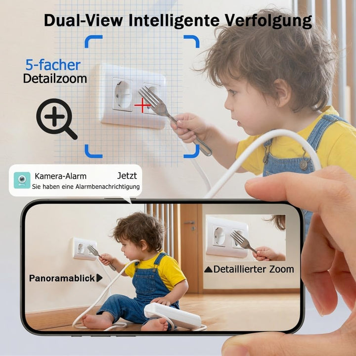 Mini Kamera 5G WLAN, Überwachungskamera mit Kostenlosem Cloud-Speicher, Offline-Aufnahme auf SD-Kart