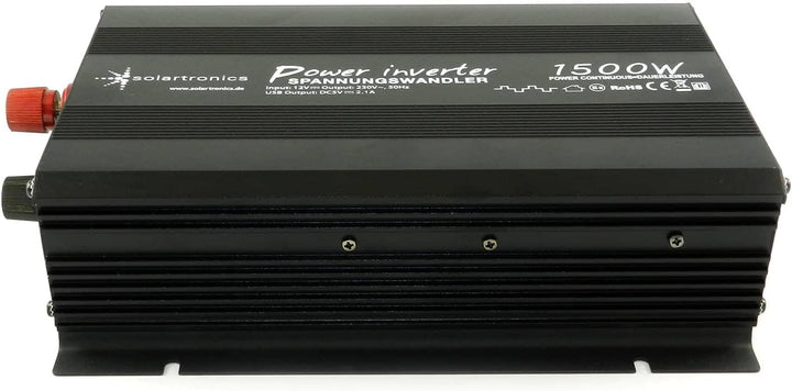 SOLARTRONICS Spannungswandler NM1500 12V 1500 Watt SCHWARZ - 3000 Watt Spitzenleistung - Wechselrich