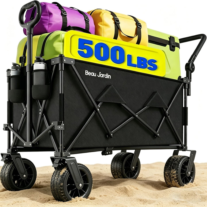 BEAU JARDIN Bollerwagen 200 KG Handwagen mit Einziehbarem Transportkarre Gerätewagen Griff Faltbarer