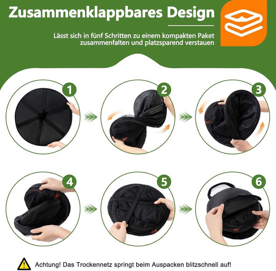 Desy &amp; Feeci 2-lagiges Netz-Abtropfgestell zum Aufhängen von Kräutern, Trockennetz mit orangefarbene