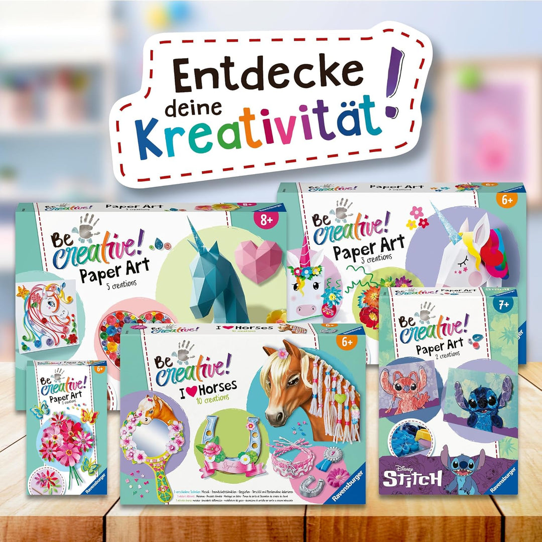 Ravensburger BeCreative Paper Art Quilling Stitch - Bastelset für Kinder ab 6 Jahren, Papierstreifen