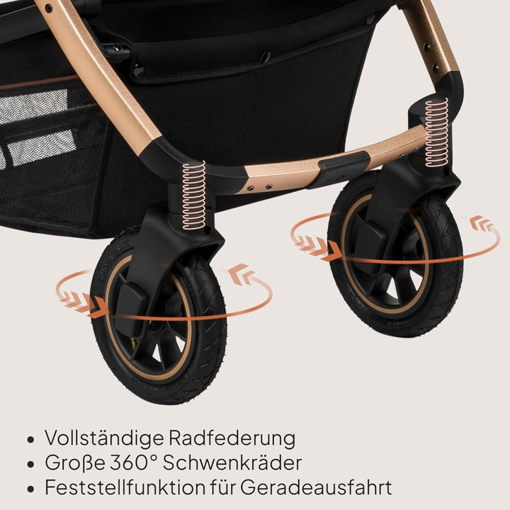LIONELO Amber Kinderwagen 2 in 1 Kombikinderwagen, Kinderwagen Set mit sportlichen Sitz und fester B