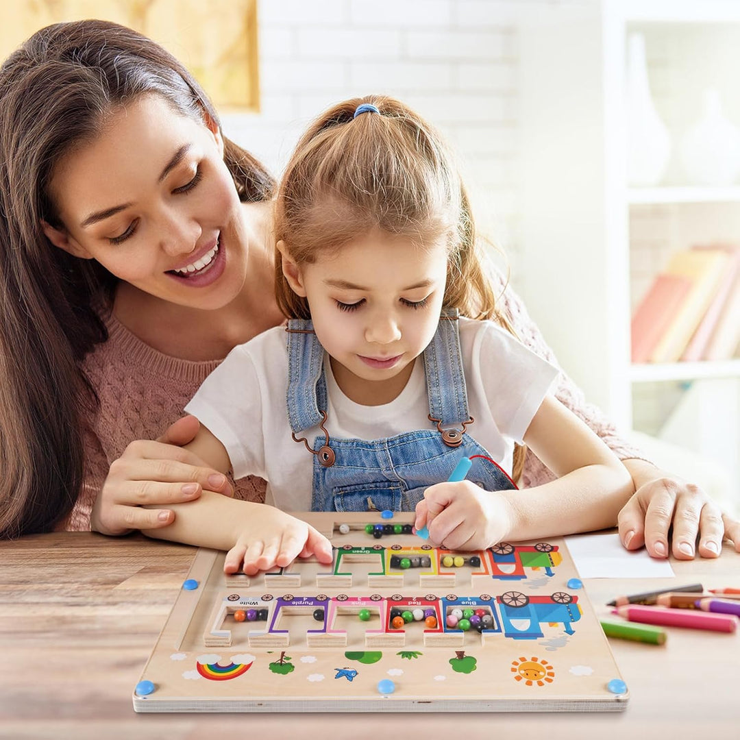Montessori Spielzeug Magnetspiel Labyrinth ab 2 3 4 5 Jahre, Holzspielzeug Kinderspielzeug Lernspiel