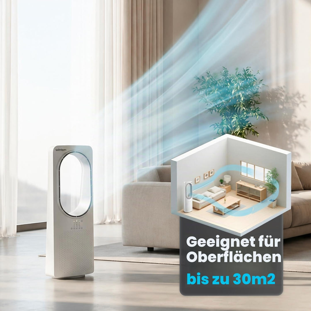 Wintem Freezy Turmventilator ohne Flügel, mit Fernbedienung und Timer, Wirbelkühler, mit Oszillation