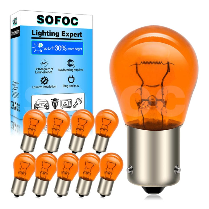 SOFOC PY21W 12V 21W BAU15S Amber Gelb Blinker Kontrollleuchte 150°-Offset-Stift Einfachkontakt/Strah