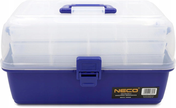 NECO Angelbox mit 3 Schubladen – Tackle Box 36x19x20 cm | Gerätekasten für Angelzubehör, Haken, Köde