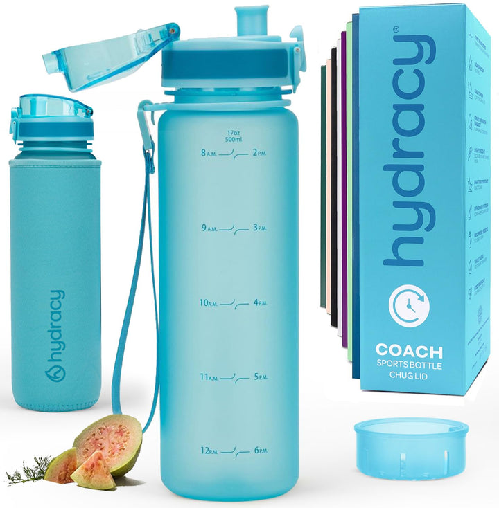 Hydracy Trinkflasche mit Fruchteinsatz - 500ml Wasserflasche - BPA-freie Trinkflasche mit Zeitmarkie