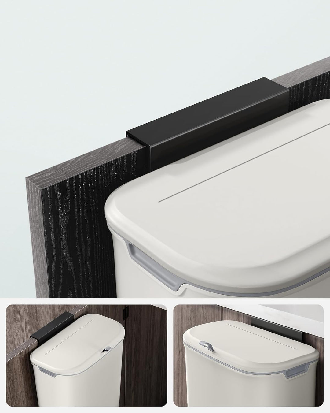 SONGMICS LTB820W9 Abfalleimer zum Aufhängen, 9 l, Küchenabfalleimer, mit Deckel für Lebensmittelabfä
