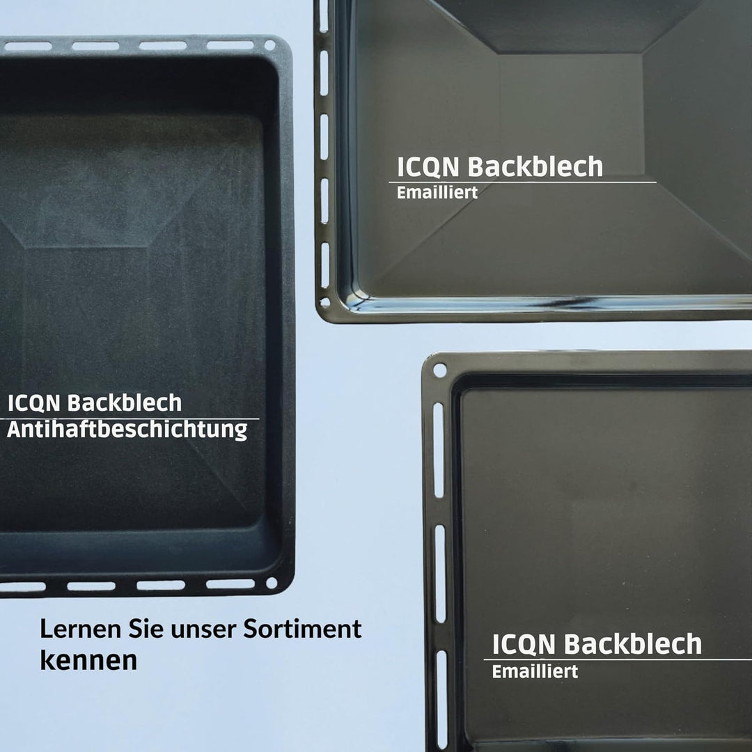 ICQN 460 x 370 x 30 mm Backblech Set, Passend für Bosch Neff Constructa, 2er Emaillierte Fettpfanne
