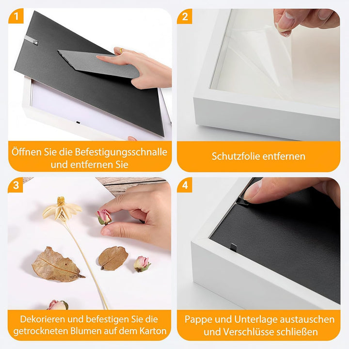 3D Bilderrahmen Zum Befüllen, 30 x 40 cm Bilderrahmen Tief Hölzern Bis 3cm, Tiefer Bilderrahmen Zum