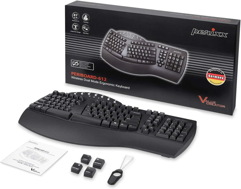 Perixx PERIBOARD-612 Wireless Ergonomic Split Keyboard with Dual Mode 2.4G and Bluetooth Feature, Co