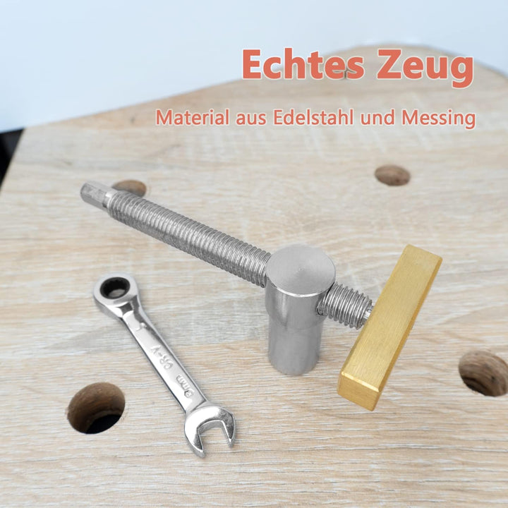 2 Stück Tisch Werkbank Klemme mit 4 Stück Bank-Hunde für Bankhaken 20mm-Loch, Holzbearbeitung Schrei