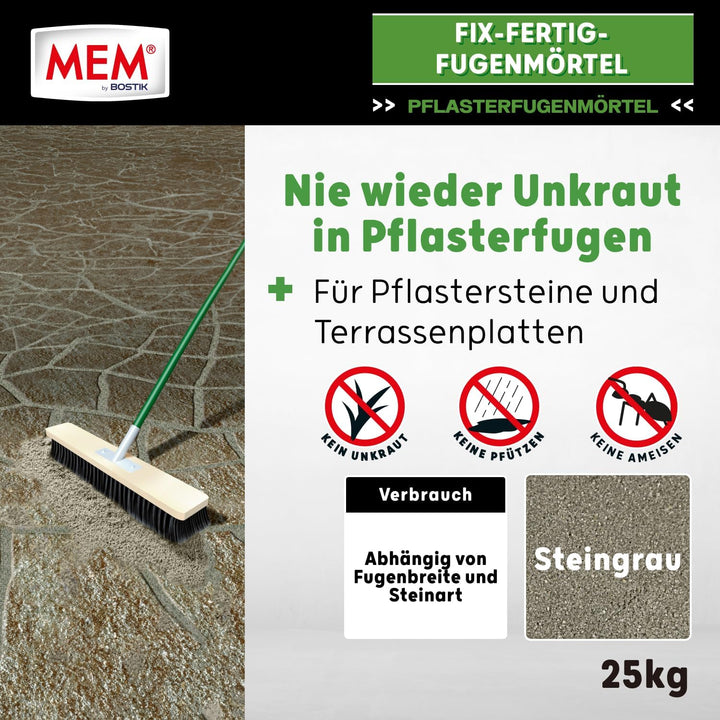 MEM Fix &amp; Fertig Fugenmörtel steingrau 25kg