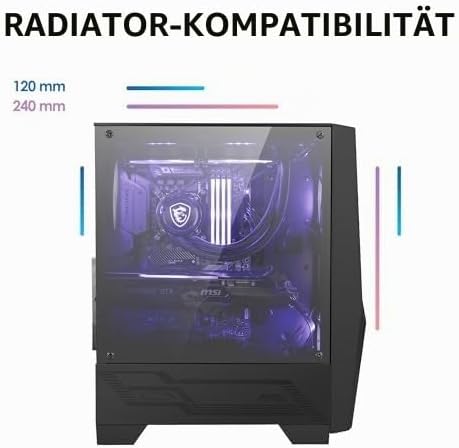 MSI MAG FORGE 100M Mid-Tower ATX Gehäuse (2x USB 3.1 Anschluss, 2x 120mm A-RGB Fan und 1x 120mm Fan