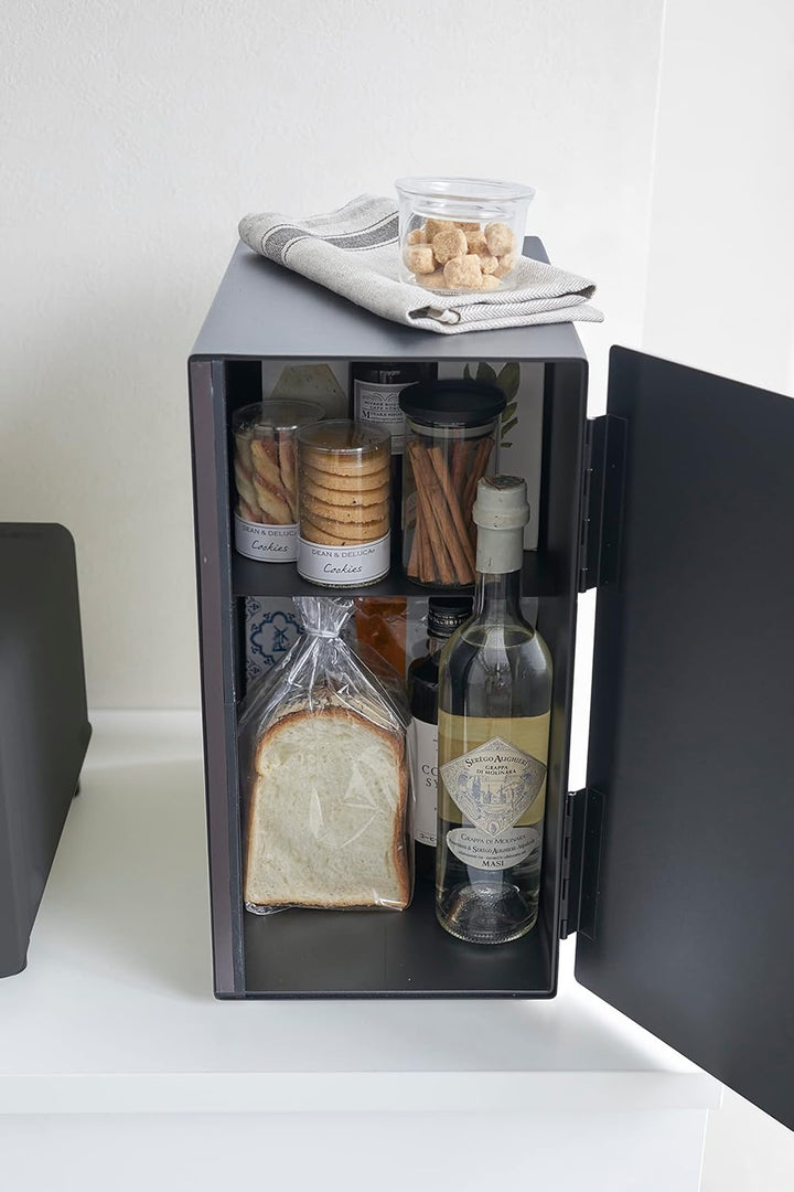 Yamazaki 5681 TOWER Brotkasten, hochkant, schwarz, Stahl, Minimalistisches Design, Schwarz