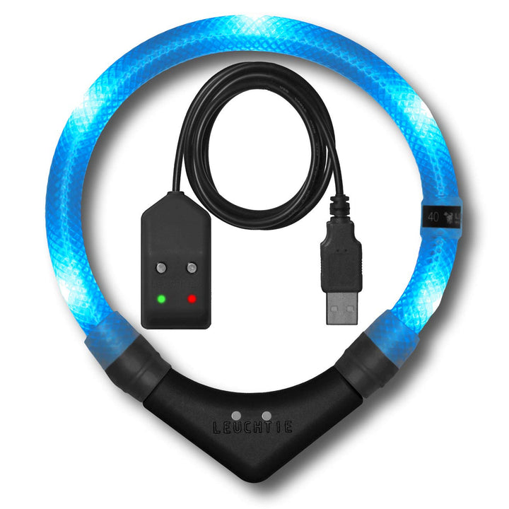 LEUCHTIE® Leuchthalsband Easy Charge eisblau Grösse 47,5 I USB aufladbar I LED Halsband für Hunde I