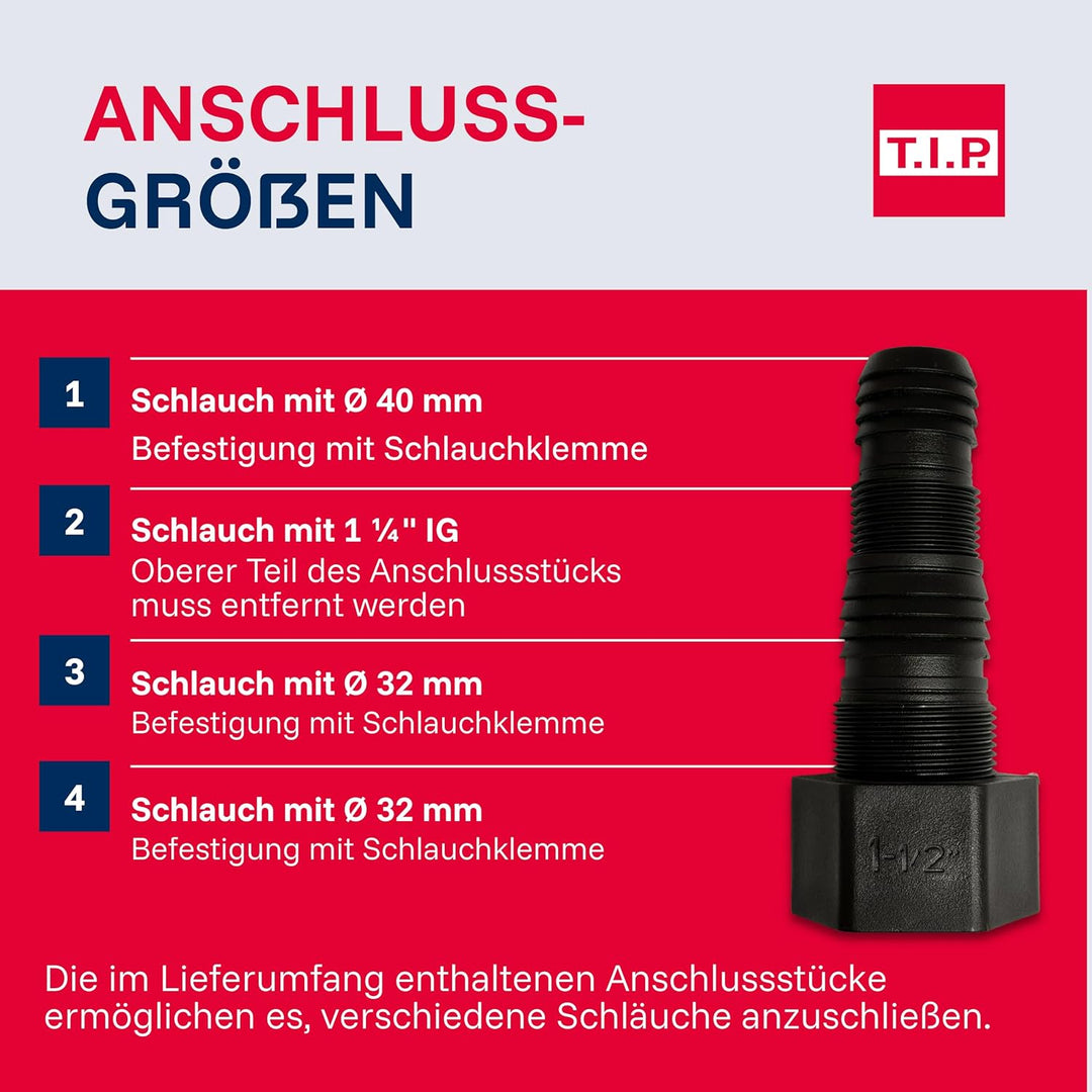 T.I.P. Schmutzwasser Tauchpumpe Edelstahl mit Duo-Ring (20.000 l/h Fördermenge, 1 mm Flachabsaugend,