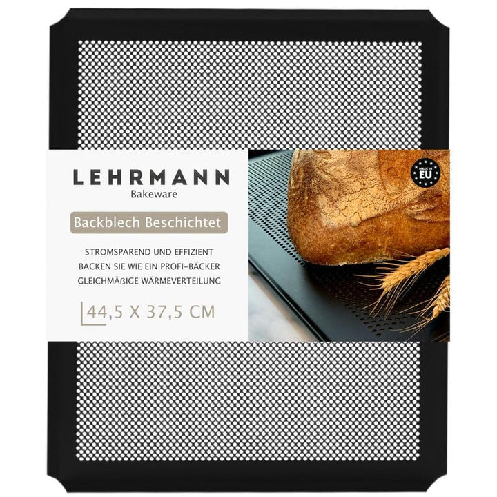 LEHRMANN Lochblech 44,5 x 37,5 cm mit Antihaftbeschichtung Backblech Kuchenblech gelocht perforiert