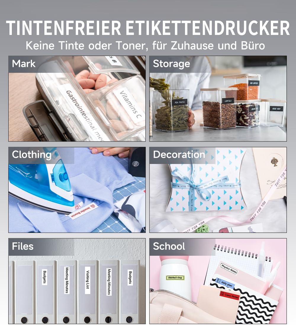 Phomemo Thermotransfer Etikettendrucker Kit | Aufgerüsteter P12-Pro Beschriftungsgerät Selbstklebend