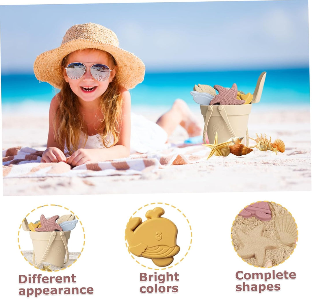 Sandspielzeug für Kinder, 8 Stück, sicheres Silikon-Strandspielzeug mit Schaufel, Eimer und Sandform