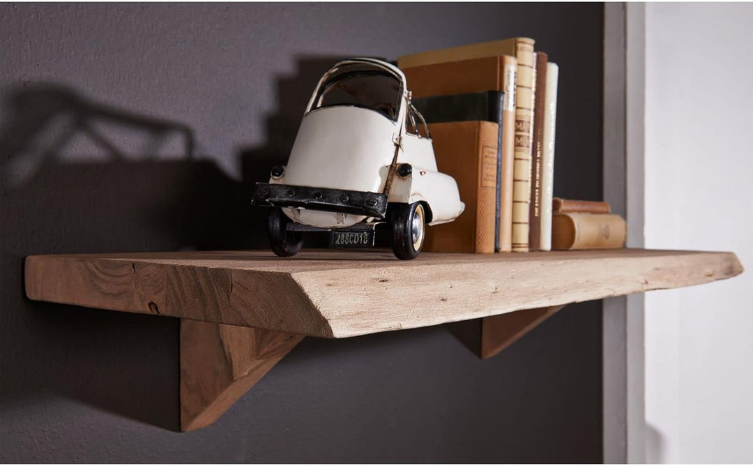 MASSIVMOEBEL24.DE Wandregal Akazie 90x30x18 Natural Stone lackiert Freeform #138