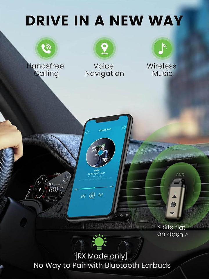 HVMLAK Air88 Aux Bluetooth 5.3 Adapter Auto, Empfänger mit Rotierbarem 3.5 Klinke, für Home Stereo,