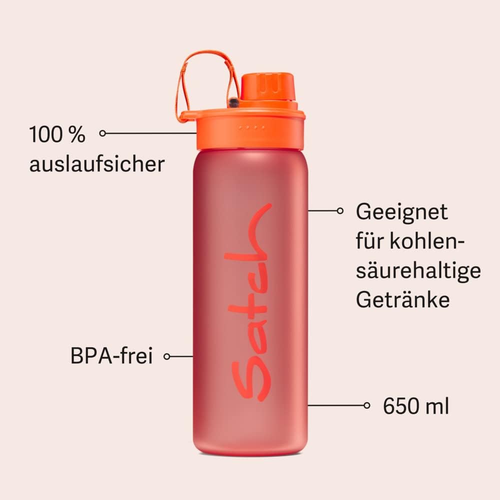 Satch Sport Trinkflasche BPA frei 650 ml, Auslaufsicher und Kohlensäure geeignet, für Sport- und Erf