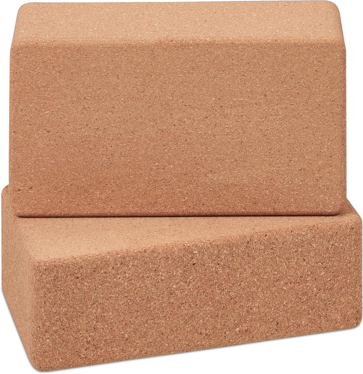 Relaxdays Yogablock, 2er Set, Yogaklötze aus Kork, für Yogaübungen, HBT: 12 x 22,5 x 7 cm, rutschfes
