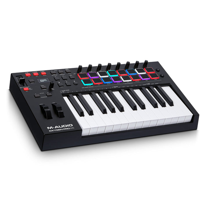 M-Audio Oxygen Pro 25 – 25-Tasten USB MIDI Keyboard Controller mit Beat Pads, MIDI-zuweisbaren Regle
