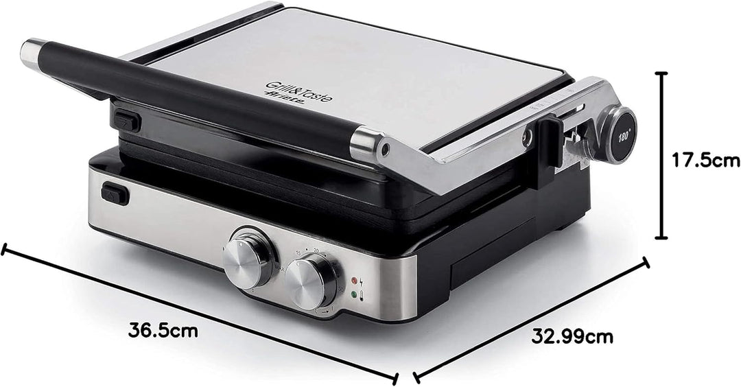 Ariete 1918 Grill&Taste Elektrogrill, 2000 W, herausnehmbare Platten, Schwimmplatte, 5 Temperaturstu