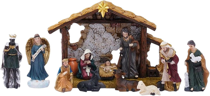 Generisch Krippen Set Für Innen | Krippe Deko Aus Resin - Religiöse Weihnachtskrippe Figuren Set Für