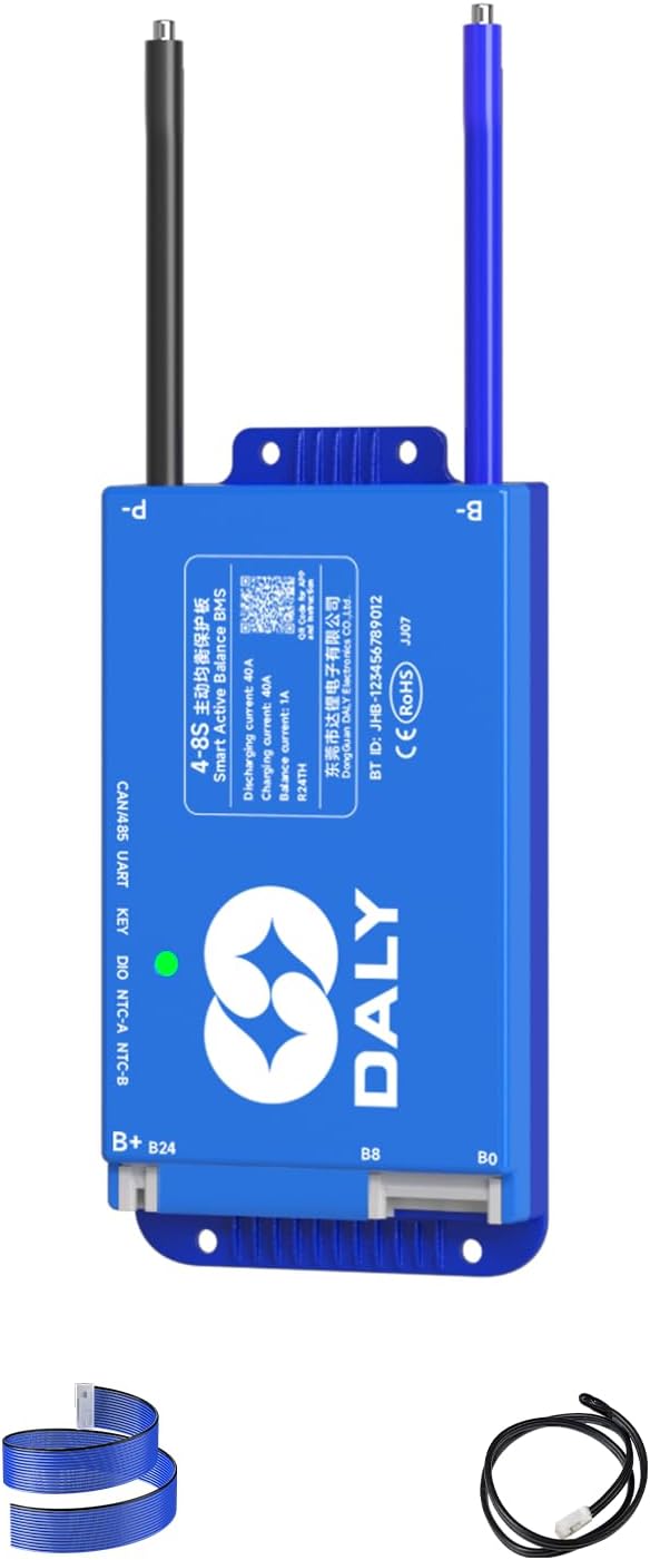 DALY 40A 4S-8S 12V-24V Smart BMS mit 1A Active Balancer und integriertem Bluetooth RS485 CAN für Lit