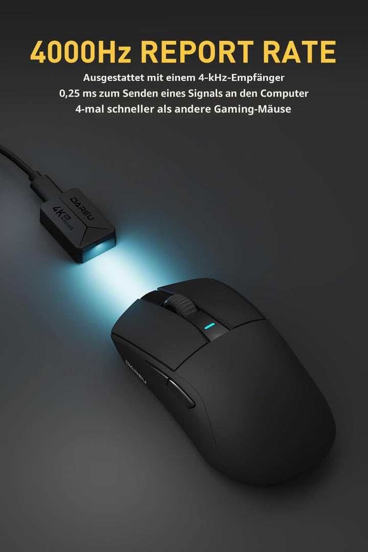 DAREU A950pro 4K Wireless Gaming Mouse: 55 g Ultraleicht, 4 kHz Abtastrate, Optischer Sensor PAW3395