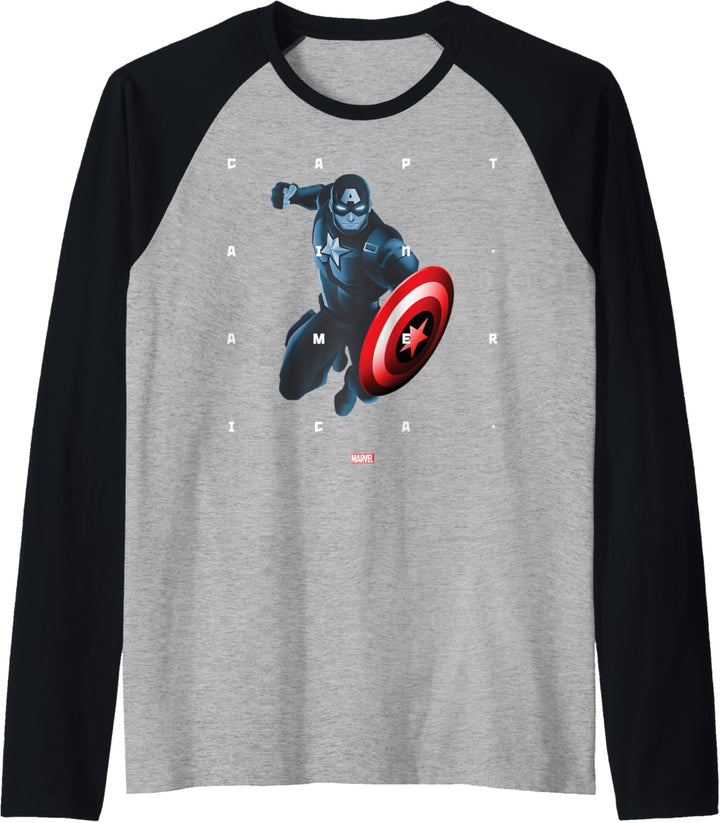 Marvel Captain America Halftone Word Stack Portrait Raglan